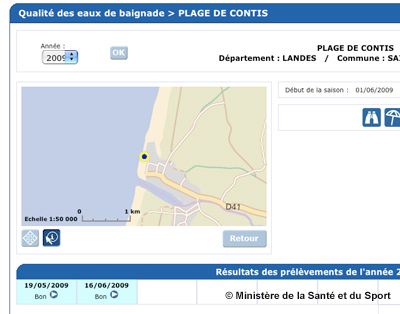 Qualité des eaux de baignade à Contis