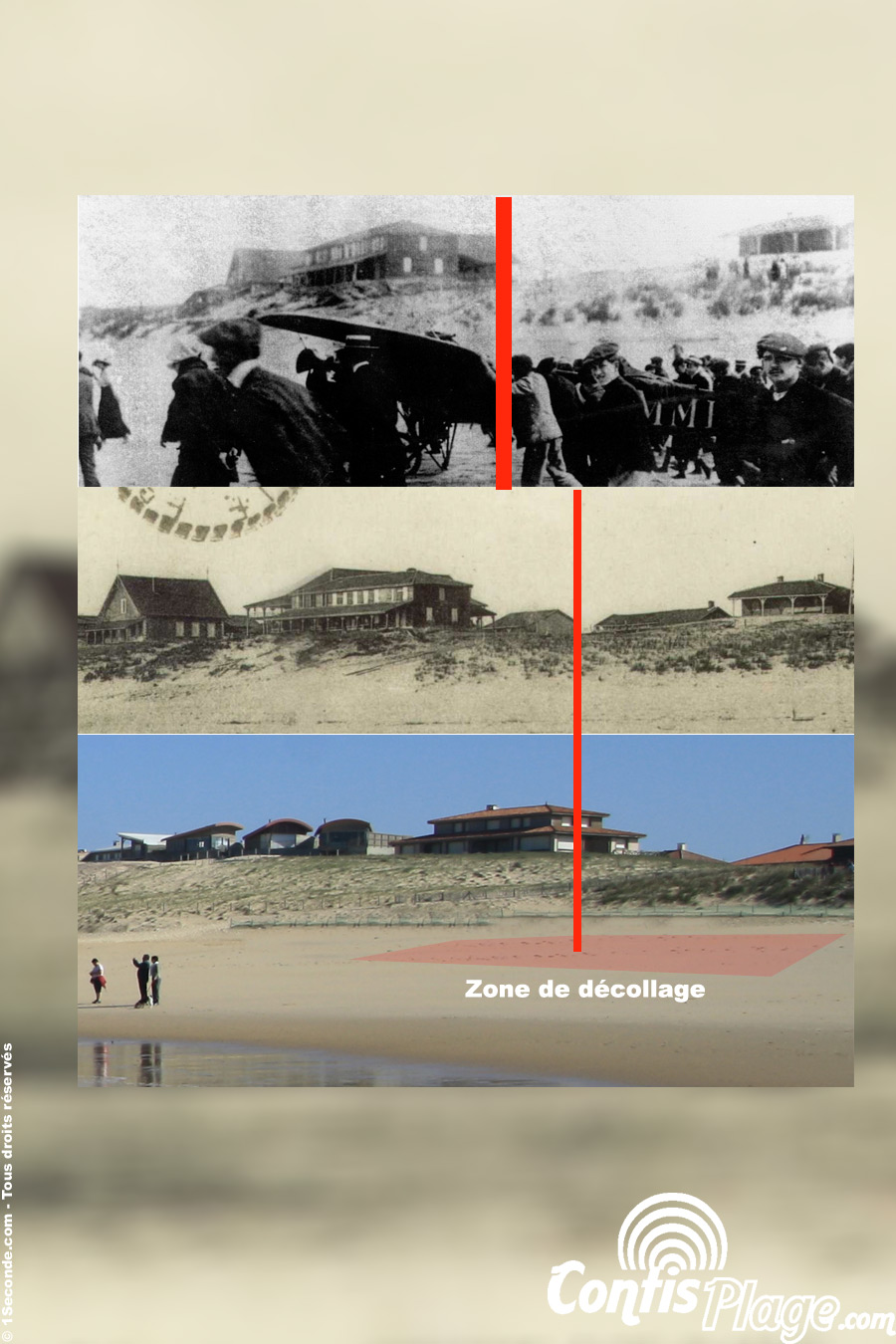 Décollage de Léon Bathiat sur la plage de Contis